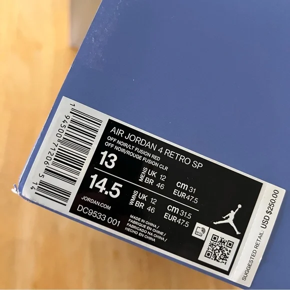 Air Jordan 4 Retro SP Black Blue Red with Cream Sole - Picture 6 of 9